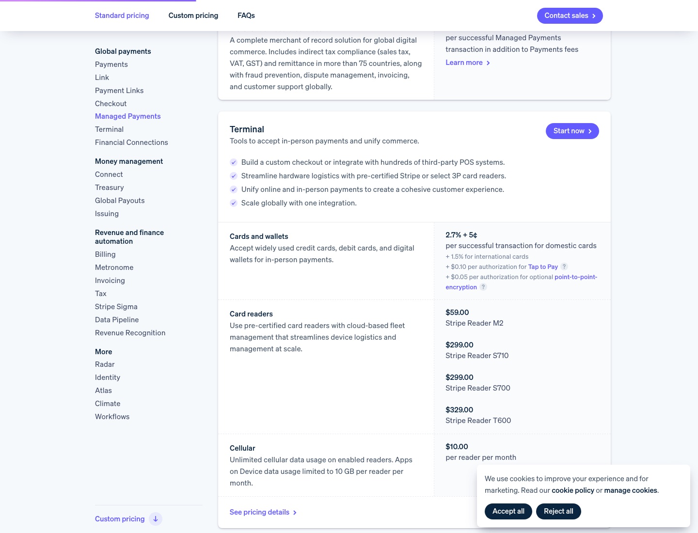 Stripe — Custom pricing