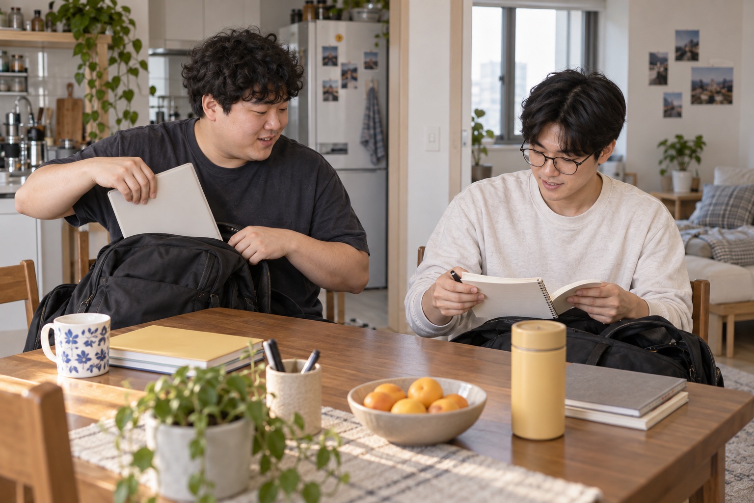 친구와 함께 살기 새 생활 장면